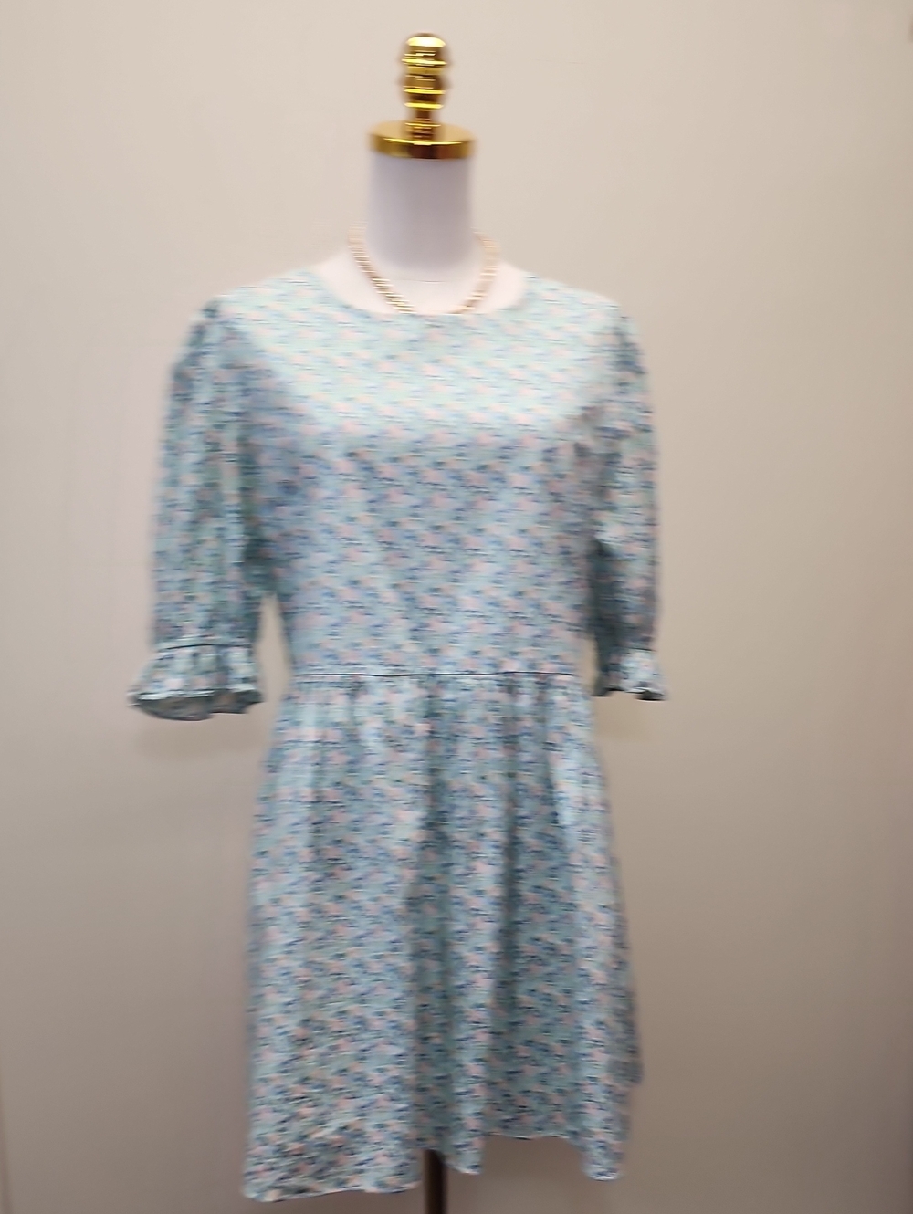 English Factory Light Blue Floral Fit & Flare Dress Size Large